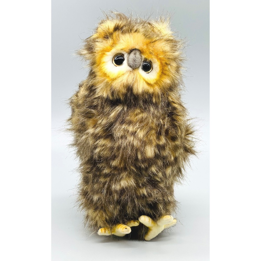 Hansa Young Youth Brown Owl Plush Realistic Swivel Head 9" 2010 Stuffed Animal‎